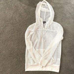 Long Sleeve Mesh Top Hoodie